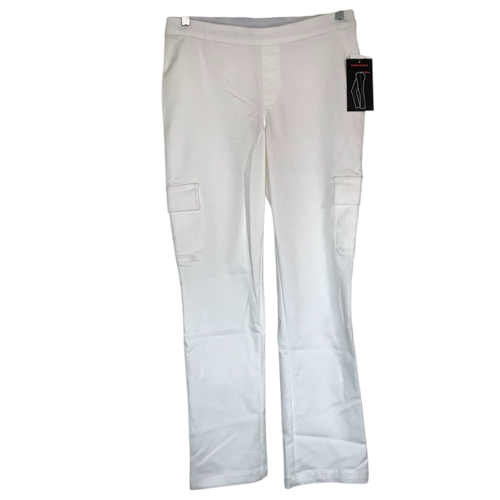 Briggs white hidden elastic on waist with side pockets, woman size 10